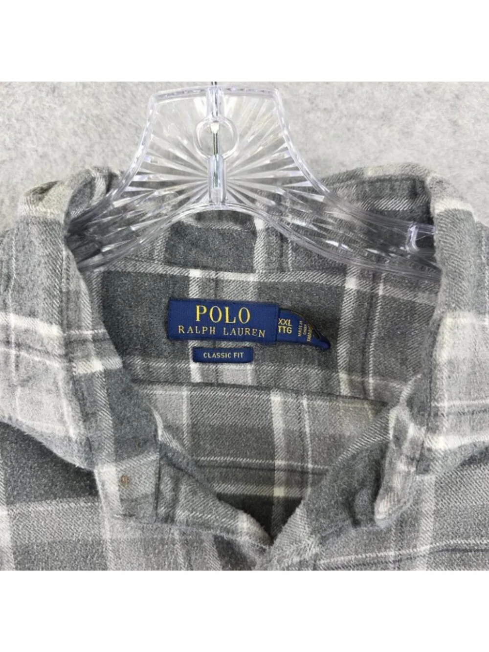 Polo Ralph Lauren Shirt Mens 2XL Gray Plaid Long Sleeve Button Up Pony Logo